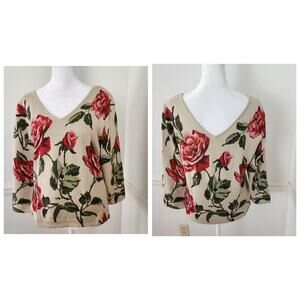 Vtg Y2K Casual Corner Sweater Sz Medium Womens Floral Sparkle Fairy Grunge Women
